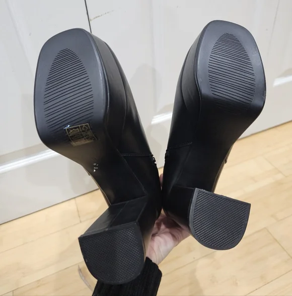 Dolls Kill Lamoda Going Under Goth Faux Leather Platform Black Wide Fit Boots 8 - Picture 6 of 15